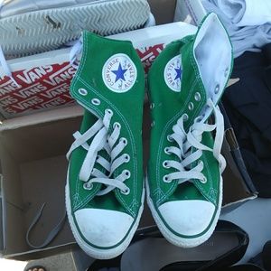 Green authentic high top converse